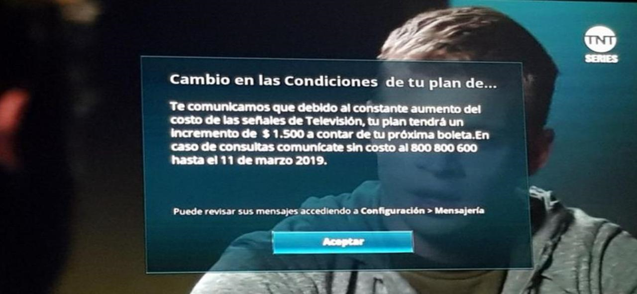 Imagen del cuadro informativo del cambio de condiciones que interrumpía la programación Imagen del cuadro informativo del cambio de condiciones que interrumpía la programación