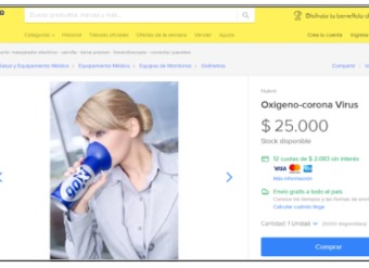 MercadoLibre - Tanque de oxígeno que supuestamente previene el contagio