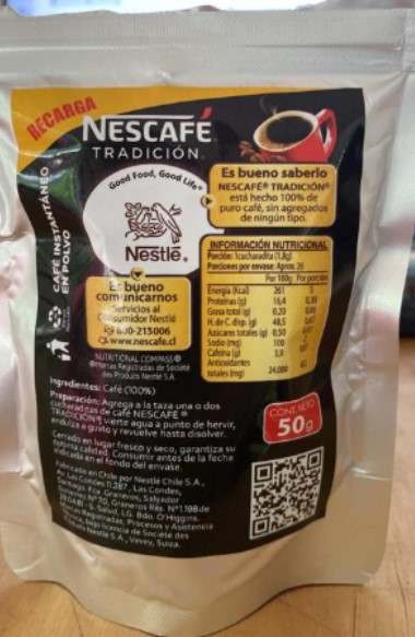 Producto falsificado, Café Nescafé en formato Doy Pack. Producto falsificado, Café Nescafé en formato Doy Pack.