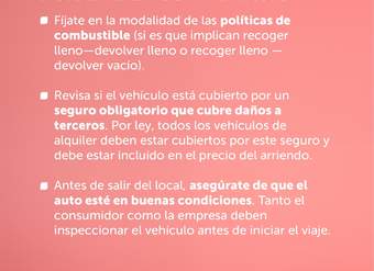 Recomendaciones durante la contratación de un Rent a Car