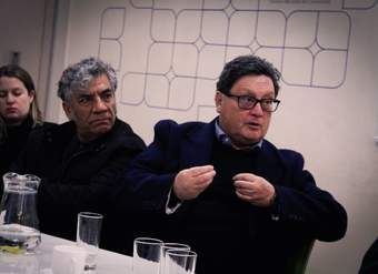 Víctor Hugo Romo (Bicicultura), Stefan Larenas (ODECU) y Margarita Olavarría (Asociación de Bancos e Instituciones Financieras)