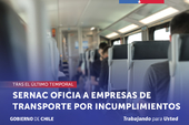 SERNAC oficia a empresas de transporte de pasajeros por diversos incumplimientos tras el último temporal