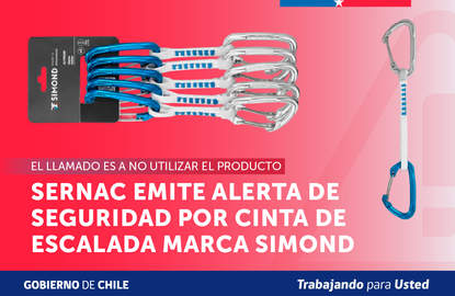 SERNAC emite alerta de seguridad por cinta de escalada marca Simond