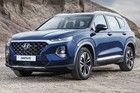 Automóvil Hyundai modelo Santa Fe SUV color azul.