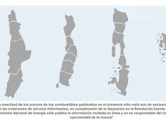 Imagen con la portada del sitio www.bencinaenlinea.cl, del Ministerio de Energía de Chile