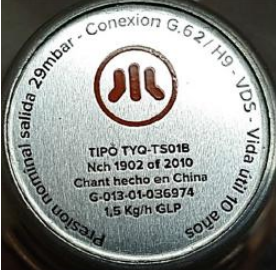 Regulador de Gas, modelo TyQ-TS01B, años 2024-2026