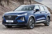 Automóvil Hyundai modelo Santa Fe SUV color azul. Automóvil Hyundai modelo Santa Fe SUV color azul.